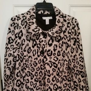 Chico's Cheetah Print Faux Fur Swing Jacket M/8/10